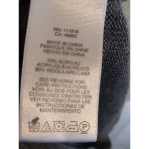 Michael Kors Full Zip Cardigan Gray Front Pockets Faux Leather Shoulders Sz M - Picture 7 of 8